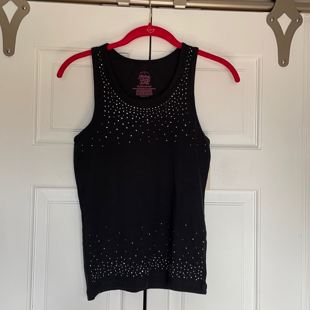 Faded Glory Girl’s (14-16) Black Rhinestone Tank